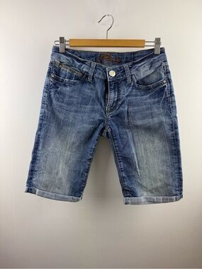 Mavi Premium Cuffed Denim Bermuda Shorts Blue 30